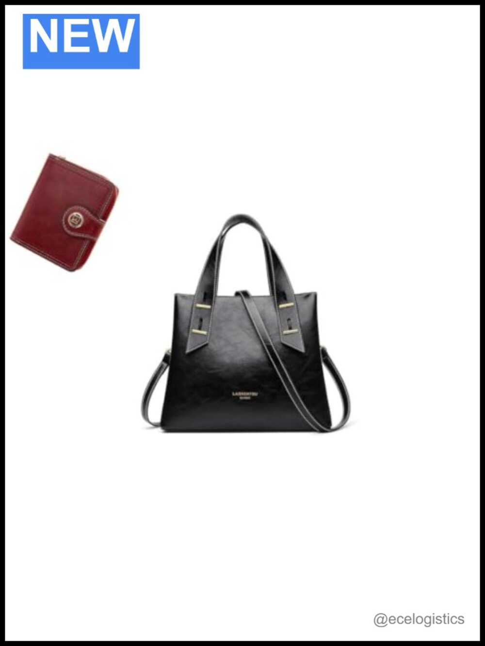 Genuine Leather Satchel Crossbody Handbag with Bifold Wallet